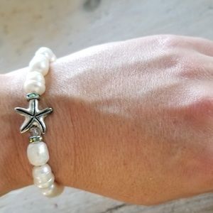 WHITE PEARL STARFISH BRACELET by Devotionaluxe NWT